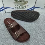 Premium Men's Genuine Leather Dual-Strap Comfort Slides - Image 3