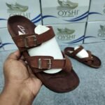 Premium Men's Suede Leather Cross-Strap Comfort Slides