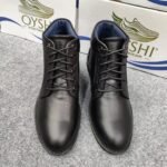 Premium Men's Genuine Textured Leather Lace-Up Boots – Sleek Black - Image 2