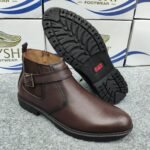 Premium Men's Genuine Leather Belted Chelsea Boots – Elegant Coffee Brown