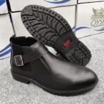Premium Men's Genuine Leather Belted Chelsea Boots – Sophisticated Black