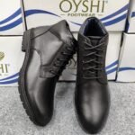 Premium Men’s Smooth Finish Genuine Leather Lace-Up Boots – Classic Black - Image 2