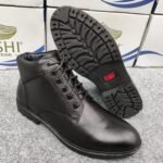 Premium Men’s Smooth Finish Genuine Leather Lace-Up Boots – Classic Black