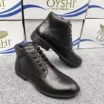 Premium Men’s Smooth Finish Genuine Leather Lace-Up Boots – Classic Black - Image 3
