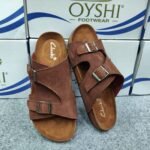 Premium Men's Suede Leather Cross-Strap Slides in Dark Brown - Image 2