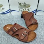 Premium Men's Suede Leather Cross-Strap Slides in Dark Brown - Image 3