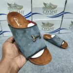 Men’s Premium Suede Leather Slider – Slate Grey